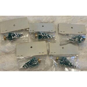 Lot of 5 Miniature Artificial Bottlebrush Christmas Holiday Trees 2" (Packaged)